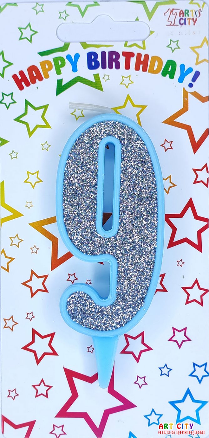 Свічка блакитне срібло 9