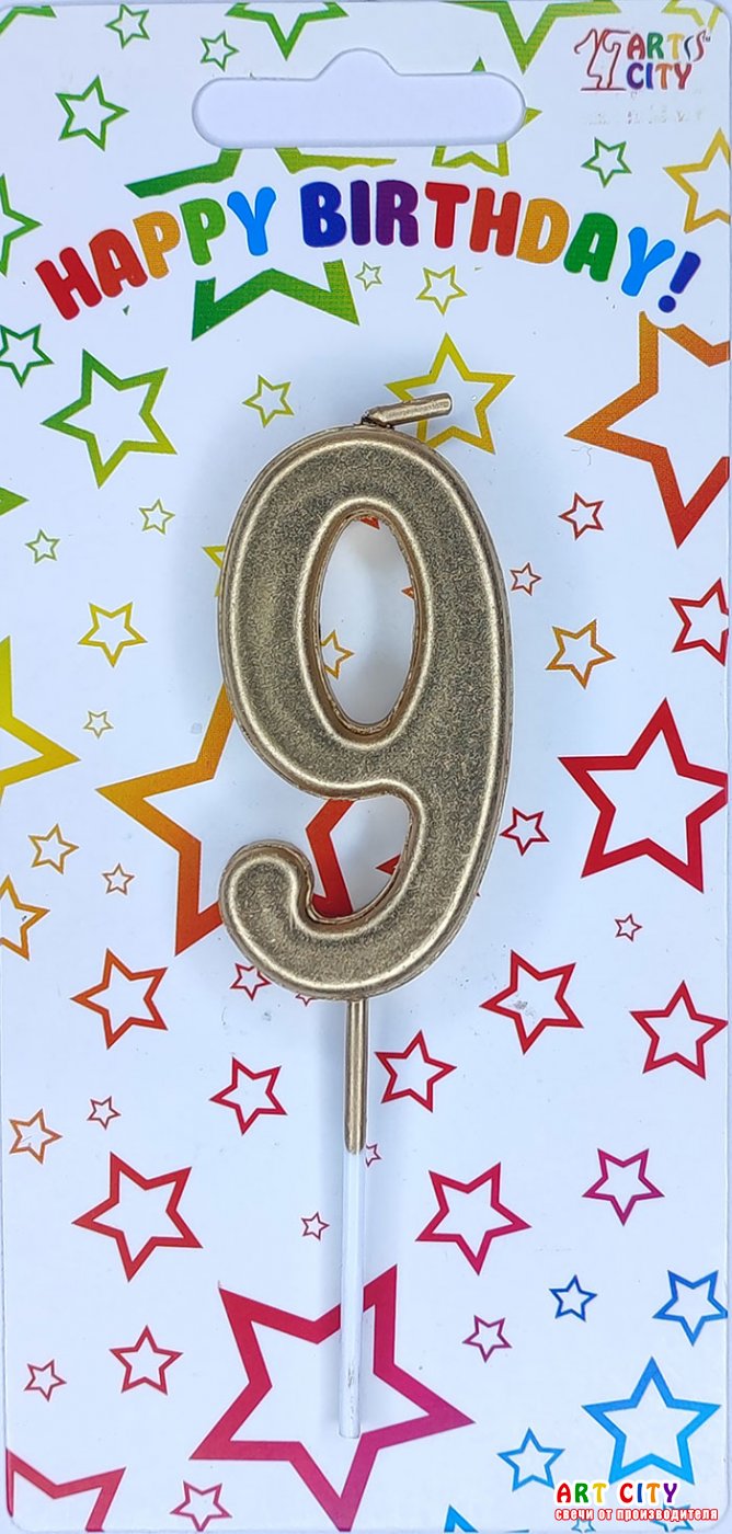 Свічка хром золото "9"