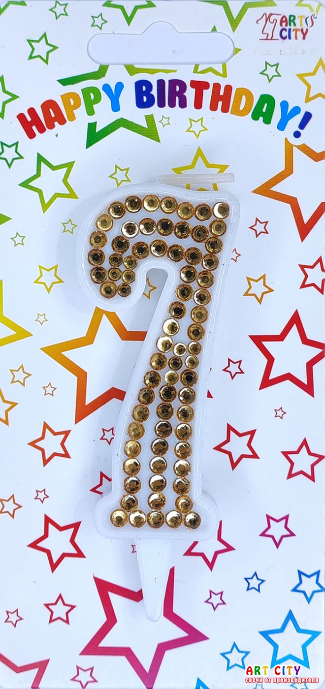 Свічка золоті стрази 7