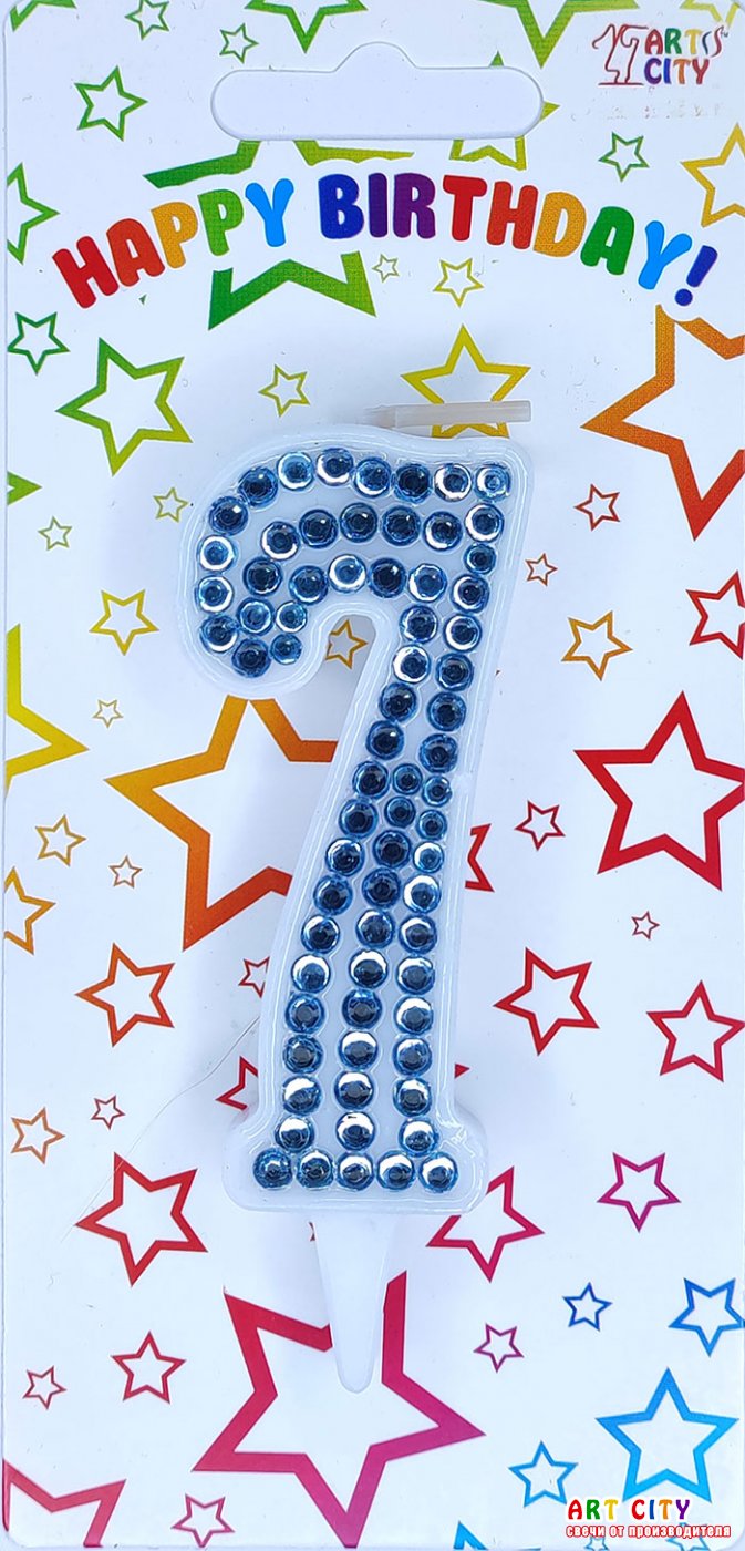 Свічка блакитні стрази 7