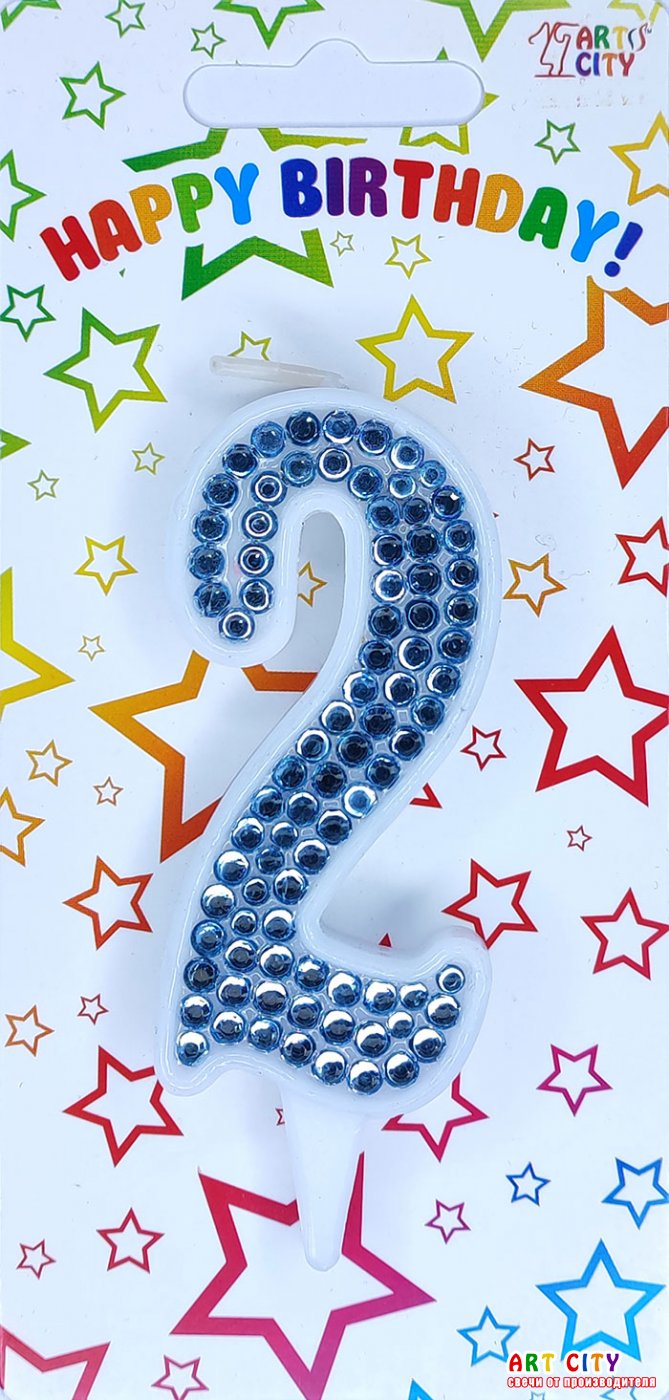 Свічка блакитні стрази 2
