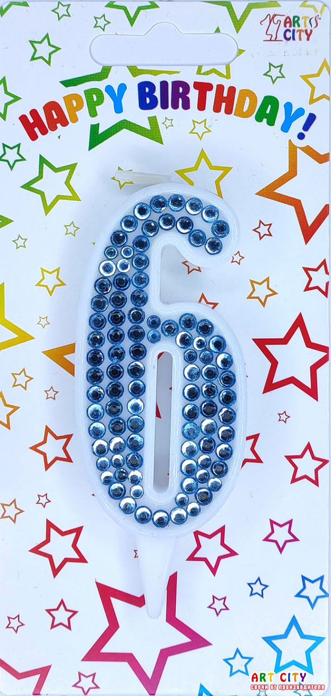 Свічка блакитні стрази 6