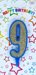 Свічка синє золото 9
