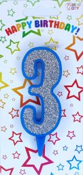 Свічка синє срібло 3