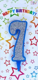 Свічка синє срібло 7