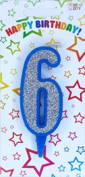 Свічка синє срібло 6