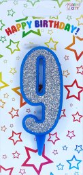 Свічка синє срібло 9
