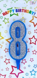 Свічка синє срібло 8