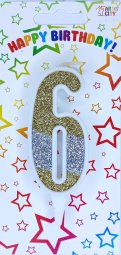 Свічка біла зол.-срібл. 6