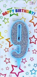 Свічка блакитне срібло 9