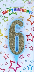 Свічка блакитне золото 6