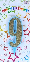 Свічка блакитне золото 9