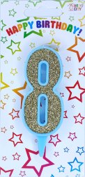 Свічка блакитне золото 8