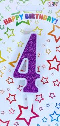 Свічка біла фіолетовий блиск 4