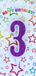 Свічка біла фіолетовий блиск 3