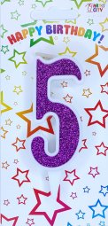 Свічка біла фіолетовий блиск 5