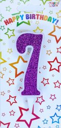 Свічка біла фіолетовий блиск 7
