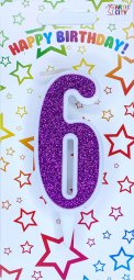 Свічка біла фіолетовий блиск 6