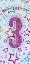 Свічка біла рожевий блиск 3