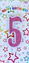 Свічка біла рожевий блиск 5