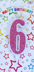 Свічка біла рожевий блиск 6