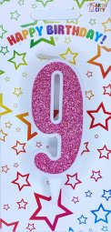 Свічка біла рожевий блиск 9