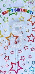 Свічка  цифра 5 - біле золото на ніжці