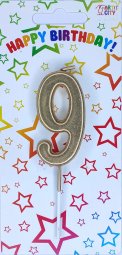 Свічка хром золото "9"
