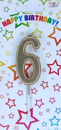 Свічка хром золото "6"