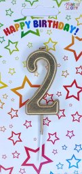 Свічка хром золото "2"