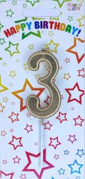 Свічка хром золото "3"