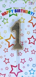 Свічка хром золото "1"
