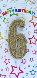 Свічка 6 золотий блиск