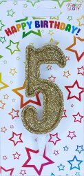 Свічка 5 золотий блиск