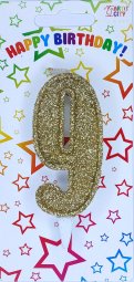 Свічка 9 золотий блиск