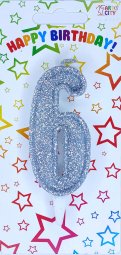 Свічка 6 срібний блиск