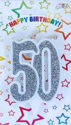 Свічка ювілейна срібна 50
