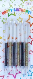 Свічка висока біла з чорно-золотим 6 шт