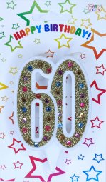 Свічка ювілейна золото+стрази 60