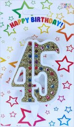 Свічка ювілейна золото+стрази 45