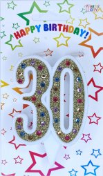 Свічка ювілейна золото+стрази 30