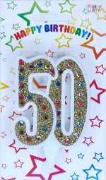 Свічка ювілейна золото+стрази 50