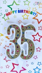 Свічка ювілейна золото+стрази 35