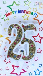 Свічка ювілейна золото+стрази 25