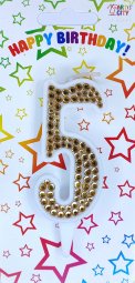 Свічка золоті стрази 5