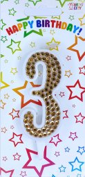 Свічка золоті стрази 3