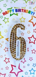 Свічка золоті стрази 6