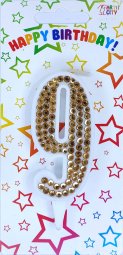 Свічка золоті стрази 9