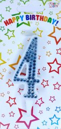 Свічка блакитні стрази 4