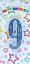 Свічка блакитні стрази 9